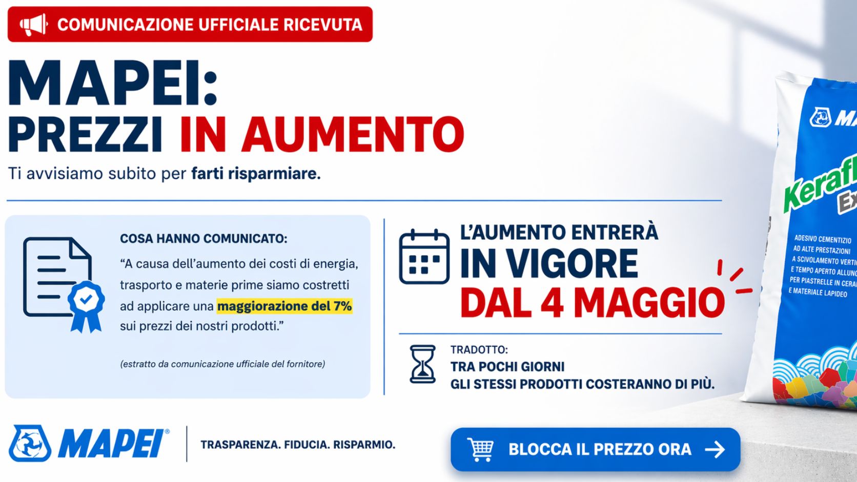 mapei prezzi bloccati