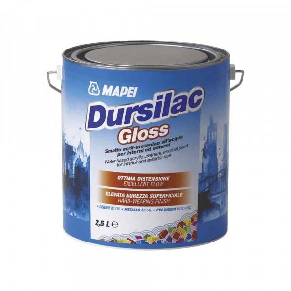 Dursilac Gloss 0,75 Litri Mapei smalto acril-uretanico all acqua per interni ed esterni