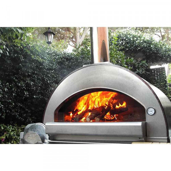 Forno a legna 4 Pizze Rosso Antico con base Alfa Refrattari