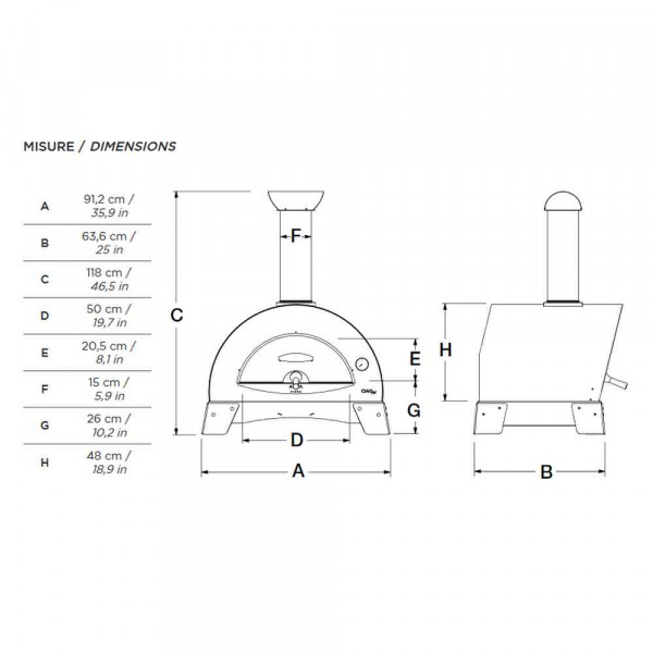 Forno a legna Ciao con base Alfa Refrattari